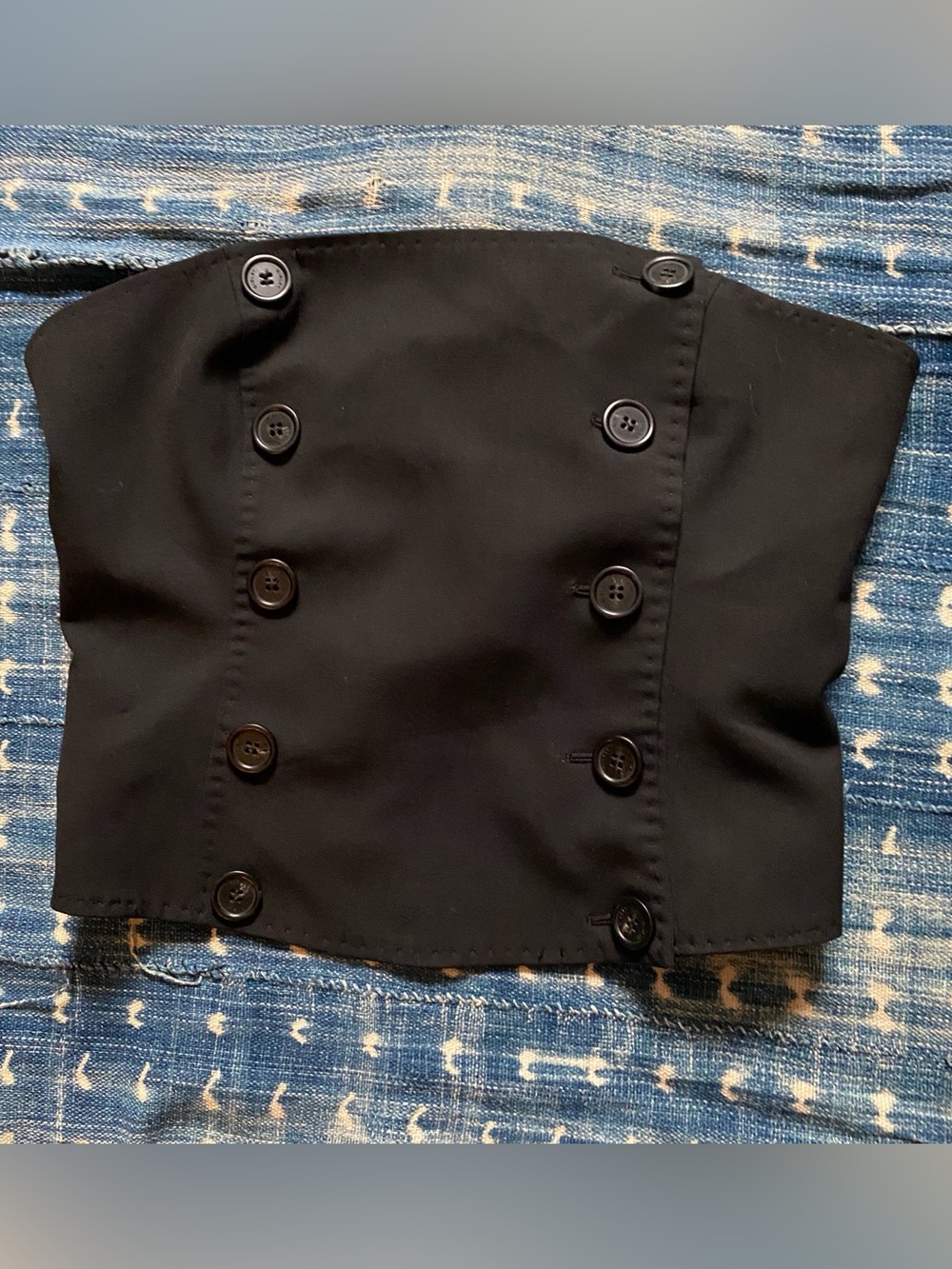 Sisley Vintage Italy Black Double Breasted Corset Strapless Crop Top IT40 EUC